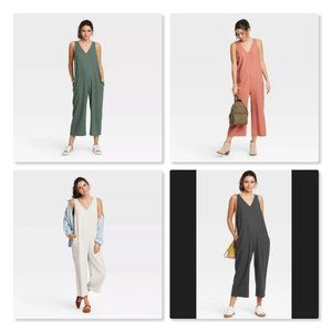 Set of 4: Universal Thread | Relaxed Sleeveless Cropped Jumpsuits - size XS